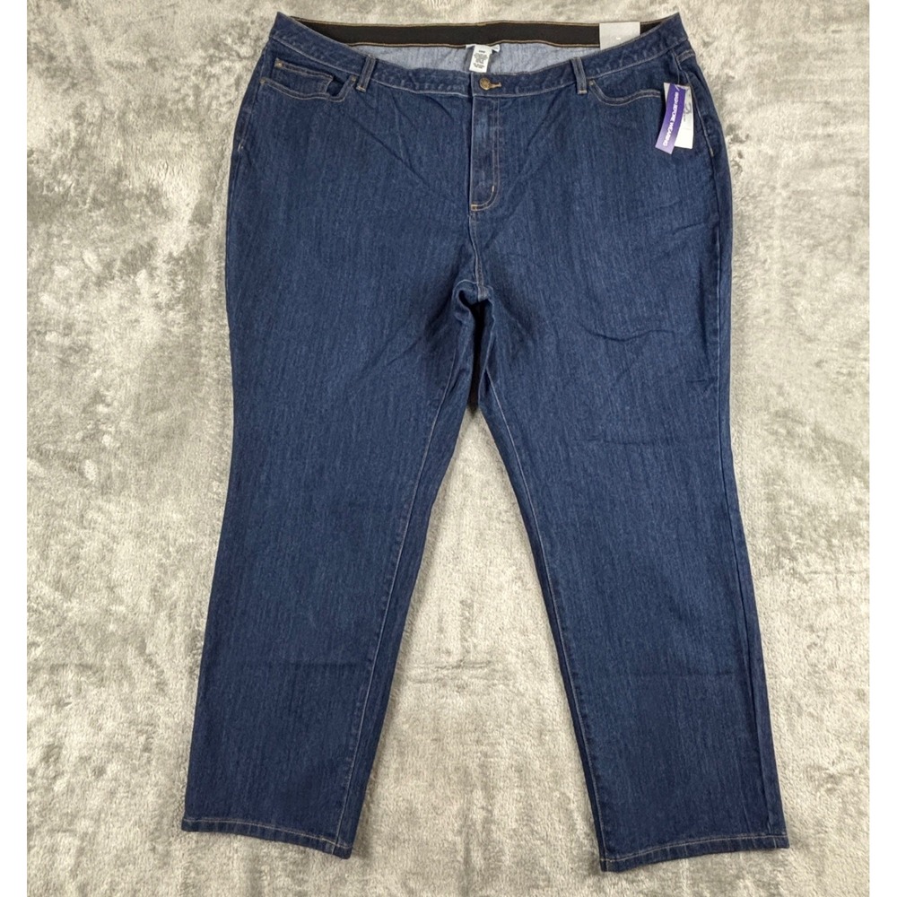 Catherines The Universal Straight Leg Jeans Womens 28W Blue Denim Plus Size NWT